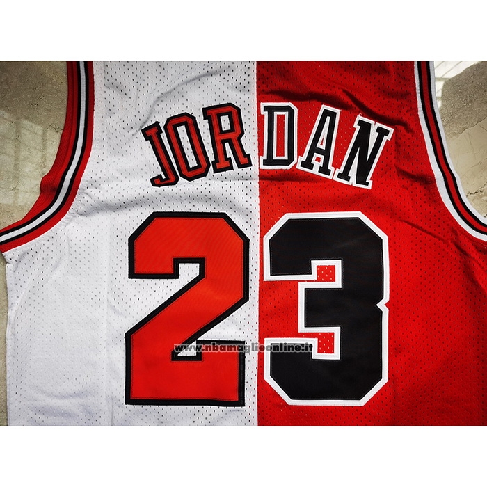 Maglia Chicago Bulls Michael Jordan #23 Split Bianco Rosso